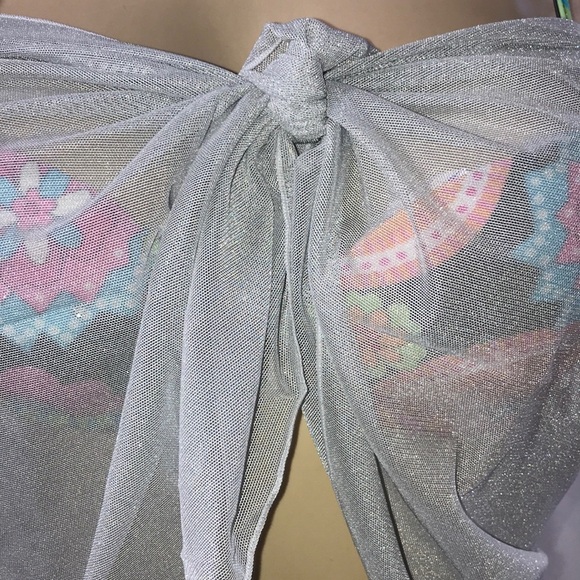Zuliana Grey Mesh Short Sarong Made in USA. New With Tags - Picture 2 of 4